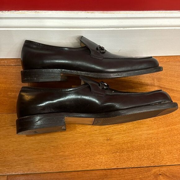 Salvatore Ferragamo Pompei Loafer Black Leather‎ Mens Size 9.5 B